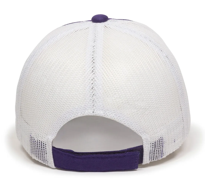 Purple/White Unstructured Mesh Back Hat